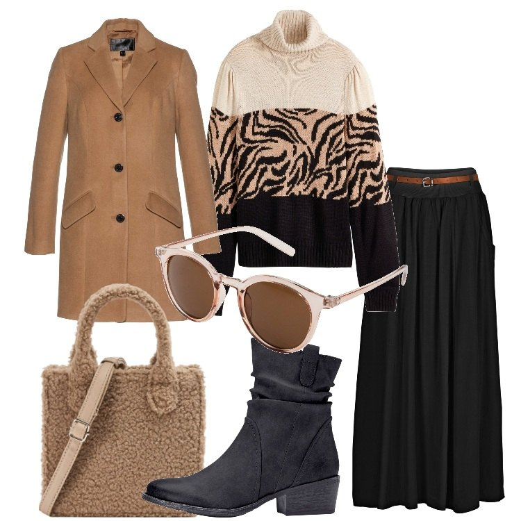 Outfit donna - It\'s Bantoa Singles\' Day!. Stile Basic per Tutti i giorni. Abbinamento con stivaletti texani, occhiali da sole, gonne lunghe, maglieria, cappotti, shopping bag.