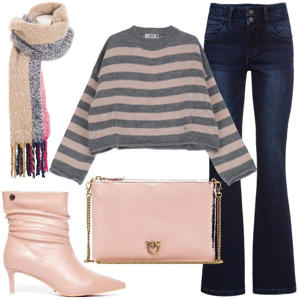 Outfit donna - Focus Donna Curvy: Il pullover del cuore. Stile Glamour per Serata fuori. Abbinamento con jeans bootcut, borse a tracolla, sciarpe, stivaletti, pullovers.