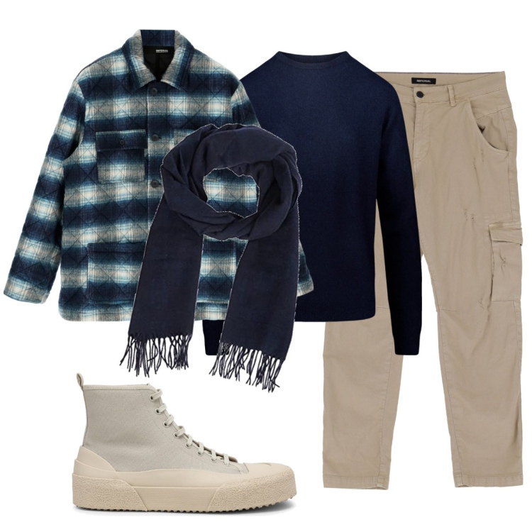 Outfit uomo - Tu. Stile Urban per Tutti i giorni. Abbinamento con pantaloni, cappotti, maglieria, sneakers alte, sciarpe.