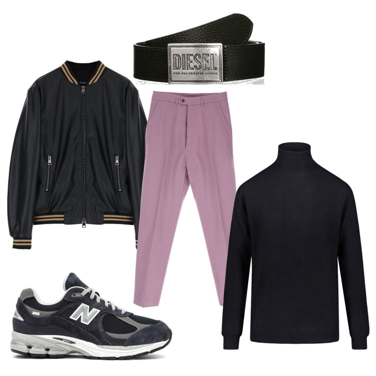 Outfit uomo - Un po’ biker…. Stile Biker Rock per Serata speciale. Abbinamento con pantaloni, giacche, maglieria, cinture, sneakers.