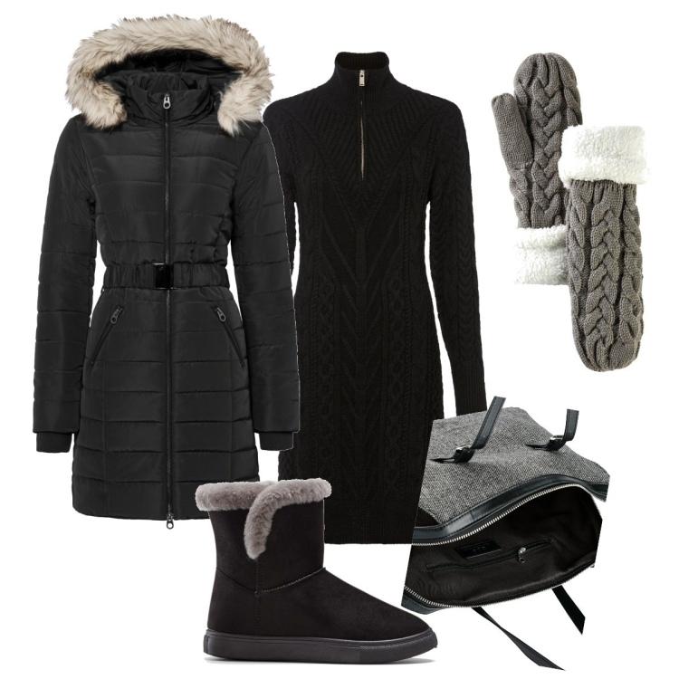 Outfit donna - Bonprix singles\'day- primo freddo. Stile Casual chic per Tutti i giorni. Abbinamento con giacche, borse a mano, vestiti, stivaletti, guanti.