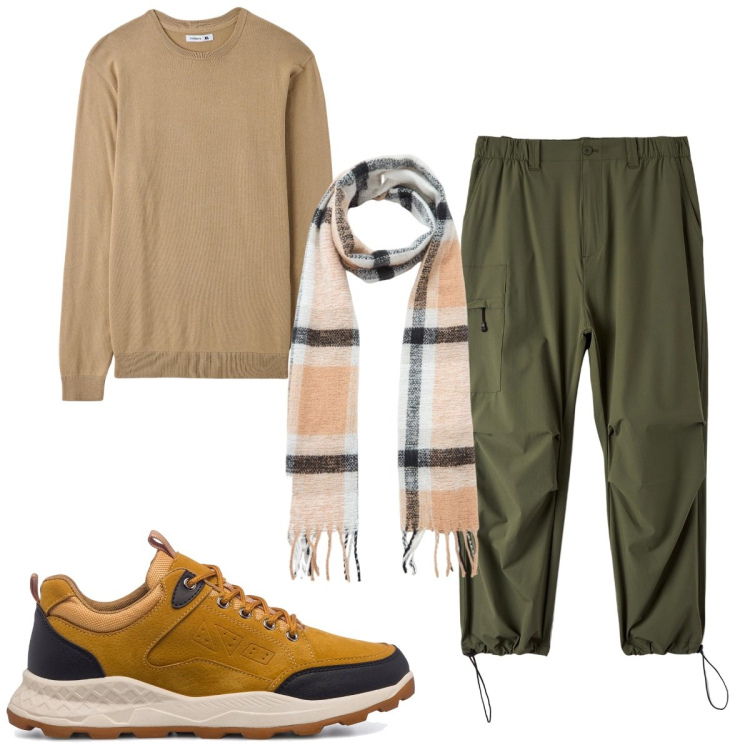 Outfit uomo - Total look #1758846. Stile Trendy per Tutti i giorni. Abbinamento con pantaloni, maglieria, sciarpe, sneakers.
