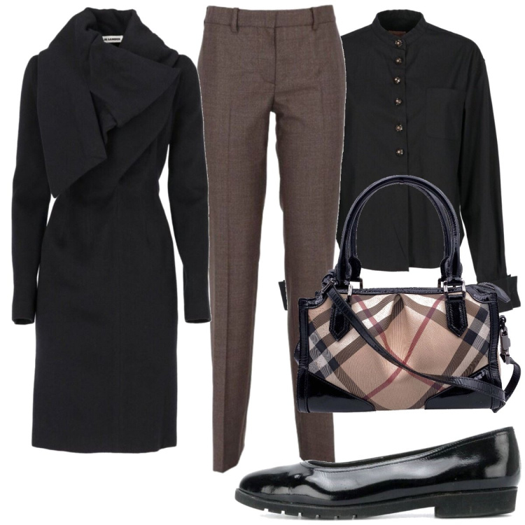 Outfit donna - Yoox Day 1. Stile Casual chic per Tutti i giorni. Abbinamento con borse a mano, cappotti, pantaloni, camicie, ballerine.