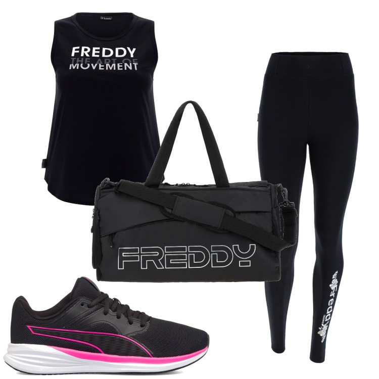Outfit donna - Total look #1758953. Stile Basic per Sport. Abbinamento con borse sportive, leggings, canottiere, scarpe sportive.