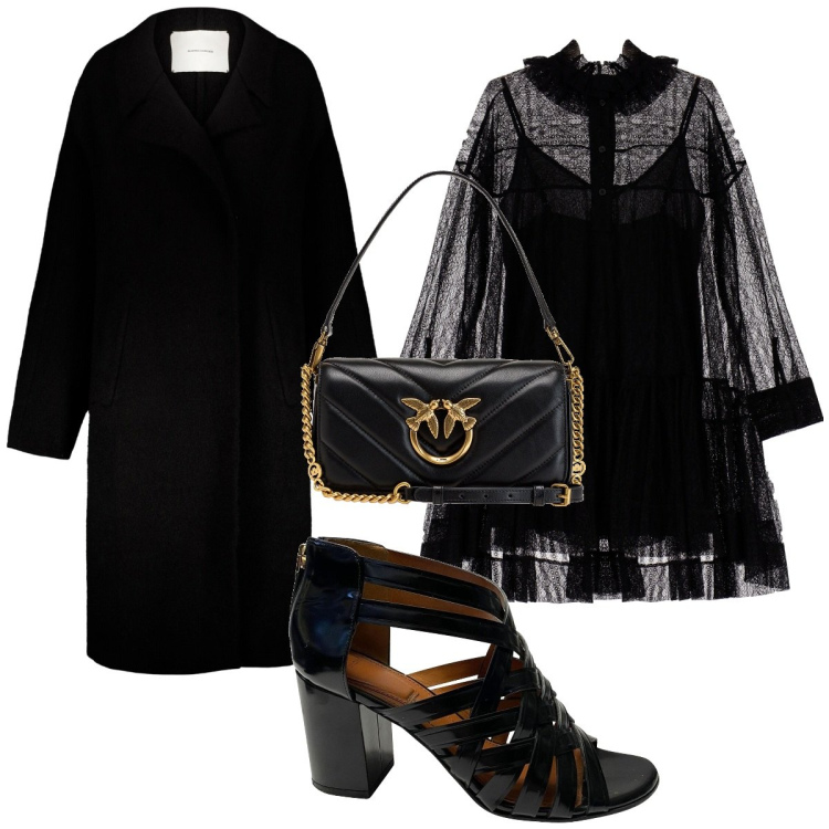 Outfit donna - Total look #1758960. Stile Trendy per Tutti i giorni. Abbinamento con décolleté, borse a tracolla, vestiti corti, cappotti.