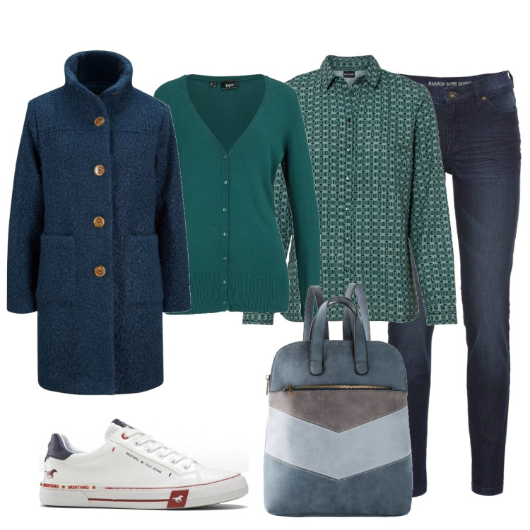 Outfit donna - Tomorrow. Stile Casual per Tutti i giorni. Abbinamento con cappotti, jeans skinny, sneakers, cardigans, camicie, zaini.