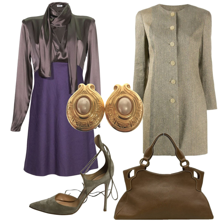 Outfit donna - Yoox Stile Vintage. Stile Vintage retrò per Cerimonia. Abbinamento con vestiti midi/longuette, borse a mano, décolleté, orecchini, blazer.