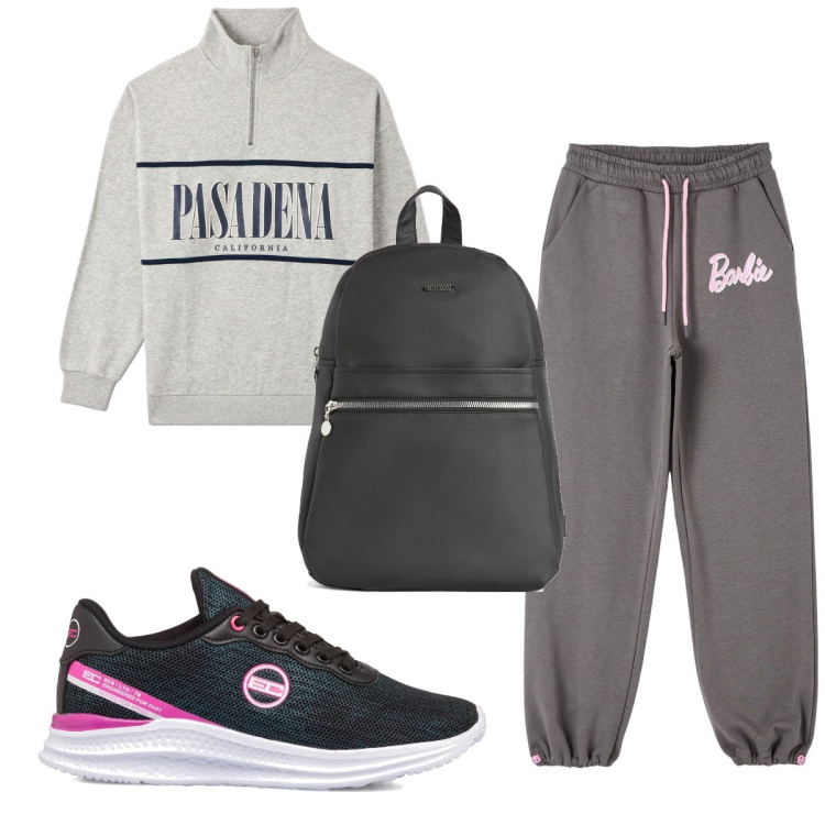 Outfit donna - Total look #1759491. Stile Basic per Sport. Abbinamento con felpe, pantaloni, zaini, sneakers.
