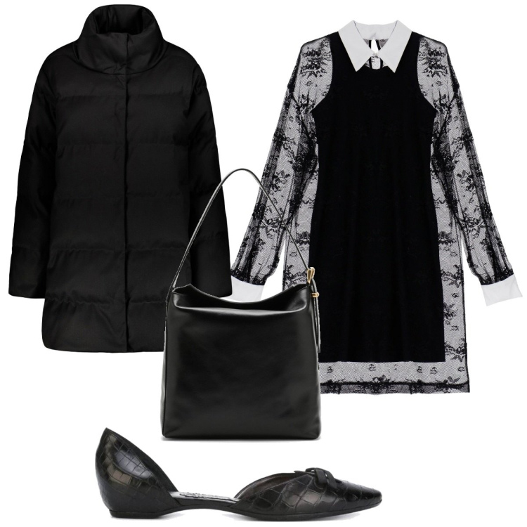 Outfit donna - Total look #1759499. Stile Romantica per Tutti i giorni. Abbinamento con ballerine, vestiti corti, cappotti, borse a spalla.