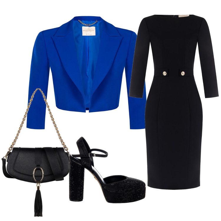 Outfit donna - A teatro. Stile Chic per Serata fuori. Abbinamento con vestiti midi/longuette, cappotti, scarpe col tacco, borse a spalla.