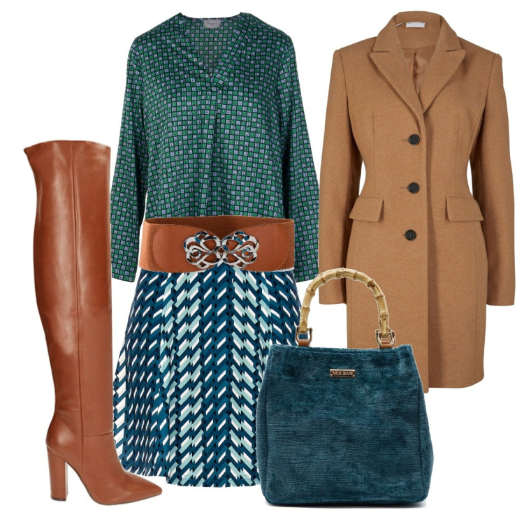 Outfit donna - Il bon ton che non ti aspetti. Stile Bon Ton per Tutti i giorni. Abbinamento con cinture, cappotti, minigonne, stivali, bluse, borse a mano.