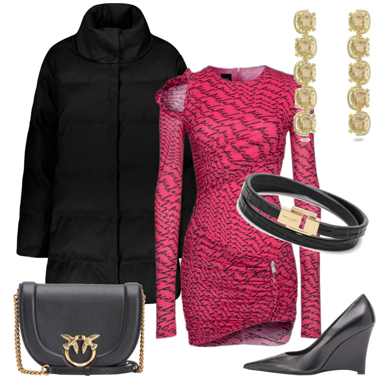 Outfit donna - Dal fotografo. Stile Chic per Tutti i giorni. Abbinamento con décolleté, vestiti corti, borse a tracolla, cappotti, braccialetti, orecchini.