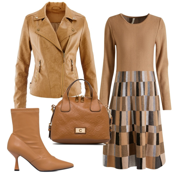 Outfit donna - Total look #1760634. Stile Trendy per Tutti i giorni. Abbinamento con vestiti, blazer, borse a spalla, stivaletti.