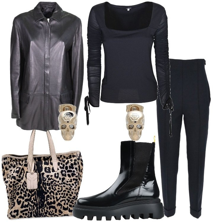 Outfit donna - Rock Bantoa Singles\' Day!. Stile Rock per Tutti i giorni. Abbinamento con stivaletti, giacche, pantaloni, t-shirt, borse a mano, orecchini.