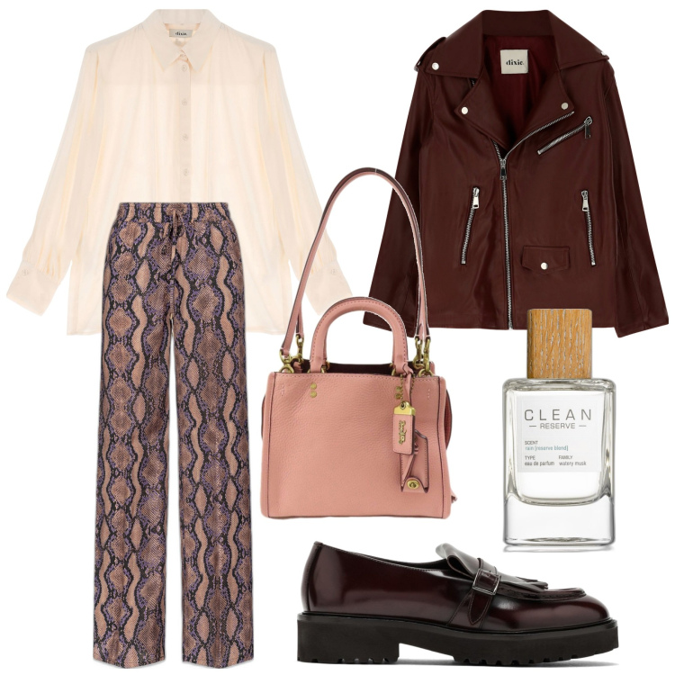 Outfit donna - Urban_chic. Stile Chic per Tutti i giorni. Abbinamento con borse a mano, profumi, pantaloni a palazzo, giacche, camicie, mocassini.