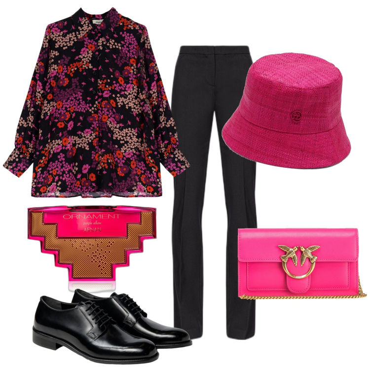 Outfit donna - Total look #1761555. Stile Chic per Tutti i giorni. Abbinamento con profumi, pantaloni, portafogli, camicie, scarpe stringate, cappelli.