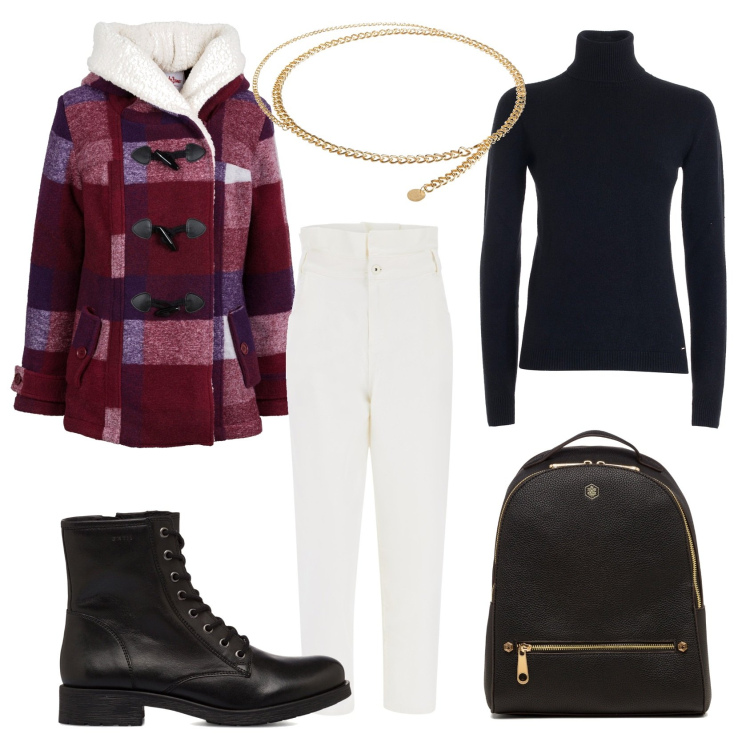 Outfit donna - Baby it\'s cold outside. Stile Casual per Scuola/Università. Abbinamento con blazer, cinture, jeans, maglieria, anfibi, zaini.