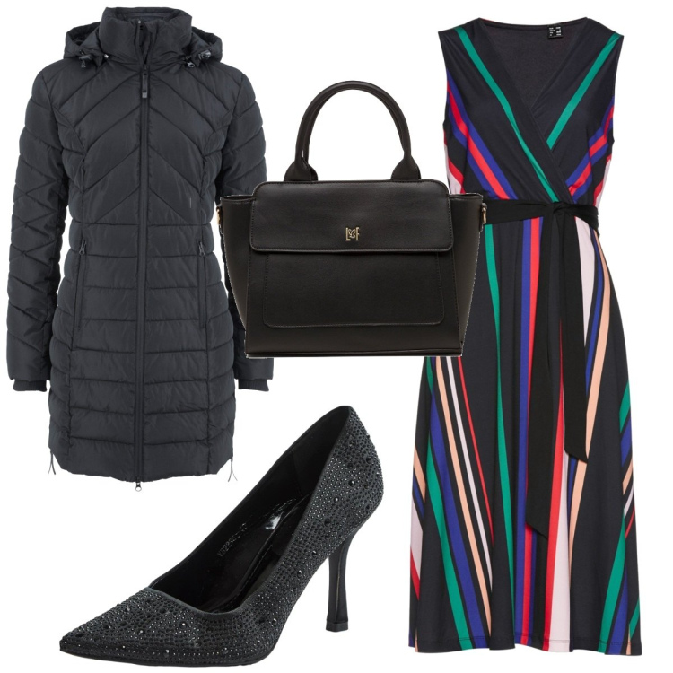 Outfit donna - Total look #1761747. Stile Trendy per Serata fuori. Abbinamento con vestiti, blazer, décolleté, borse a mano.