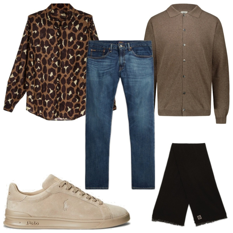 Outfit uomo - Total look #1761880. Stile Casual per Tutti i giorni. Abbinamento con camicie, jeans dritti, sneakers, polo, sciarpe.