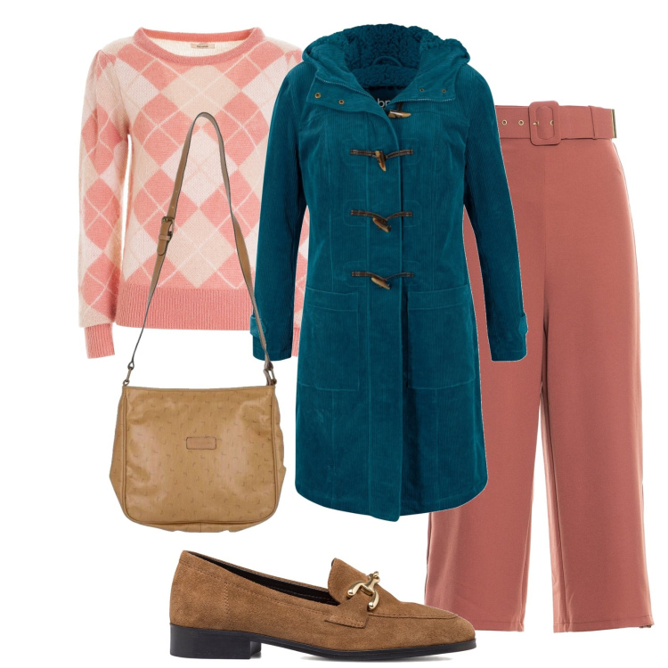 Outfit donna - Bantoa black month. Stile Basic per Tutti i giorni. Abbinamento con montgomery, borse a tracolla, pantaloni, maglieria, mocassini.