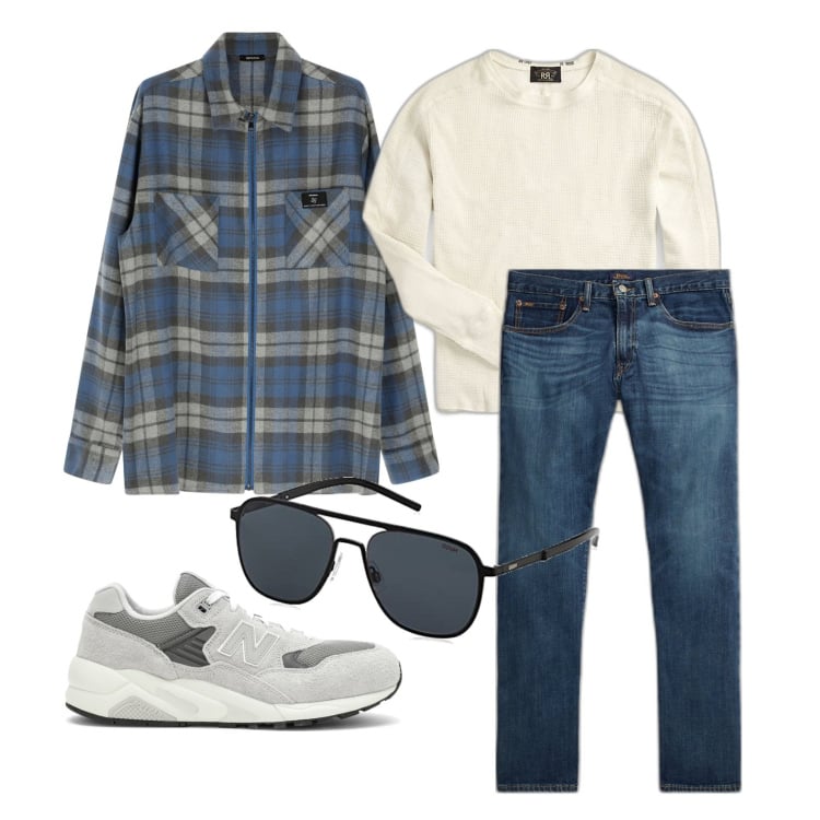 Outfit uomo - Ghost outfitter - novembre. Stile Trendy per Tutti i giorni. Abbinamento con camicie, maglieria, jeans dritti, occhiali da sole, sneakers.