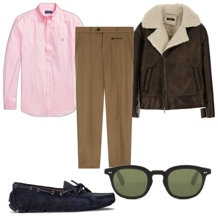 Outfit uomo - Total look #1762519. Stile Trendy per Tutti i giorni. Abbinamento con pantaloni, cappotti, scarpe stringate, camicie, occhiali da sole.