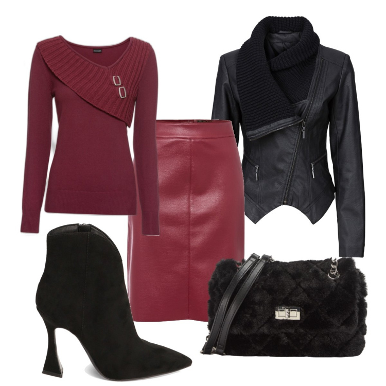 Outfit donna - Total look #1762571. Stile Trendy per Serata fuori. Abbinamento con blazer, maglieria, gonne longuette, borse a spalla, stivaletti.