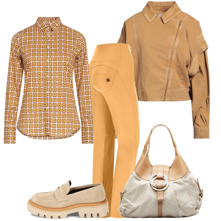 Outfit donna - Total look #1762611. Stile Casual chic per Tutti i giorni. Abbinamento con jeans, borse a spalla, camicie, pantaloni, mocassini.
