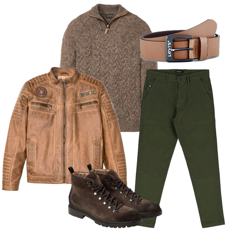 Outfit uomo - Scotland. Stile Casual per Tutti i giorni. Abbinamento con maglieria, giacche, pantaloni, stivali e stivaletti, cinture.