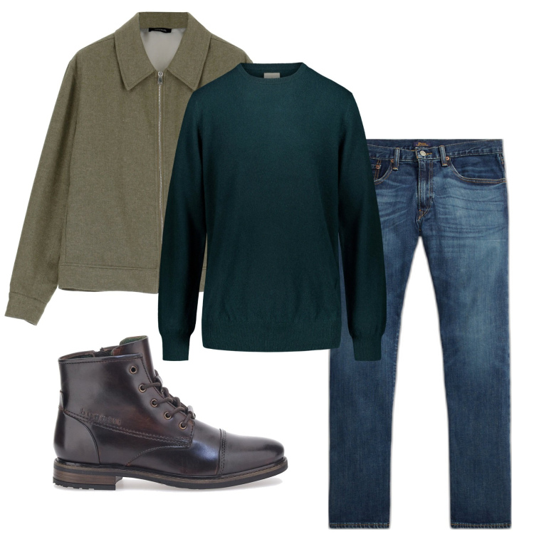 Outfit uomo - Bomber over. Stile Casual per Tutti i giorni. Abbinamento con cappotti, jeans dritti, maglieria, stivali e stivaletti.