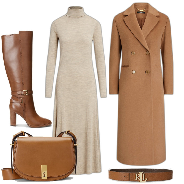 Outfit donna - Lungo. Stile Boho per Tutti i giorni. Abbinamento con cinture, vestiti, cappotti, borse a spalla, stivali sopra il ginocchio.