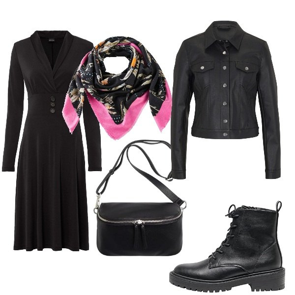 Outfit femme - style grunge. Style Urban pour Soirée dehors. Assortir avec boléros, foulards, robes, bottines, sacs à main.