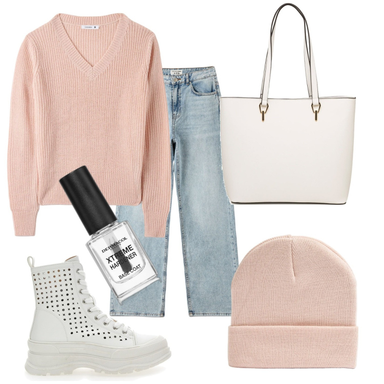 Outfit donna - My basic. Stile Basic per Tutti i giorni. Abbinamento con smalti, maglieria, jeans, berretti, borse a spalla, stivaletti.