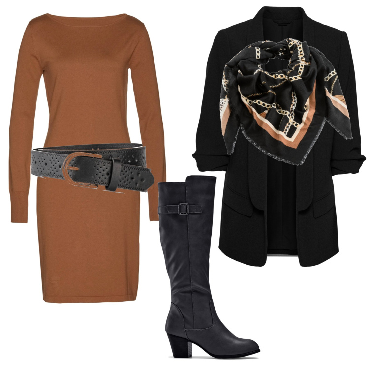 Outfit donna - Bonprix black friday. Stile Casual chic per Tutti i giorni. Abbinamento con stivali, vestiti, blazer, foulard, cinture.