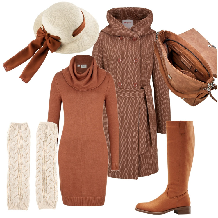 Outfit donna - Vacanze Romane. Stile Chic per Tutti i giorni. Abbinamento con stivali, vestiti, cappotti, calzini, zaini, cappelli.