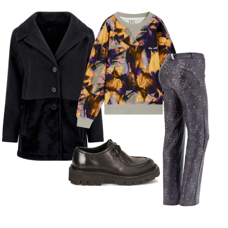 Outfit donna - Novembre by Freddy - budget 3x. Stile Casual per Tutti i giorni. Abbinamento con pantaloni, cappotti, felpe, scarpe stringate.