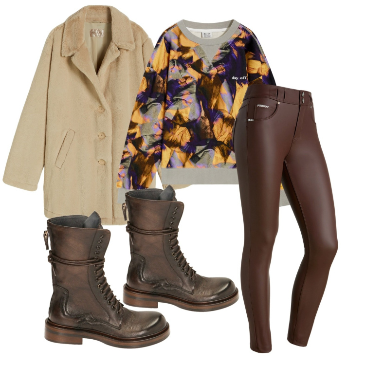 Outfit donna - Ghost outfitter - novembre. Stile Casual per Tutti i giorni. Abbinamento con cappotti, pantaloni skinny, felpe, anfibi.