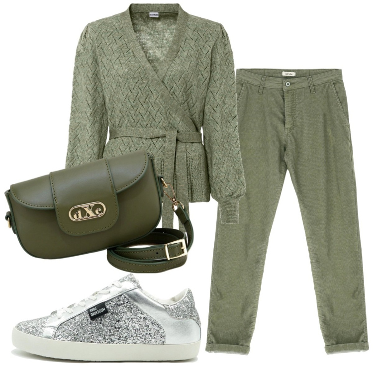 Outfit donna - Total look #1764083. Stile Basic per Ufficio. Abbinamento con maglieria, pantaloni, pochette, sneakers.