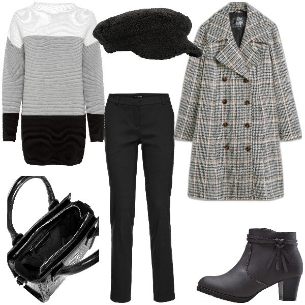 Outfit donna - Trendy Bon Prix curvy. Stile Trendy per Tutti i giorni. Abbinamento con maglieria, stivaletti, pantaloni, cappotti, borse a mano, cappelli con visiera.
