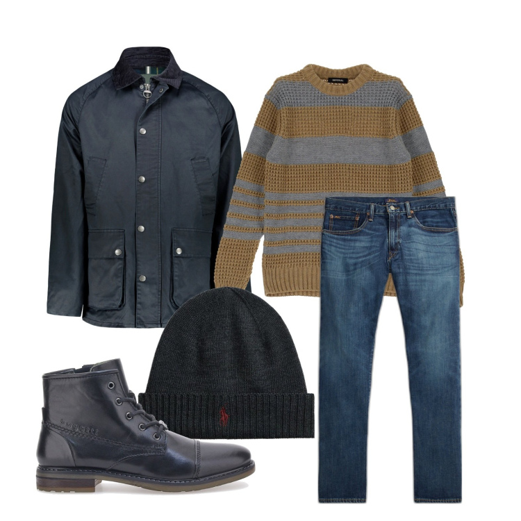 Outfit uomo - Ghost outfitter - novembre. Stile Trendy per Tutti i giorni. Abbinamento con maglieria, berretti, jeans dritti, stivali e stivaletti, giacche.