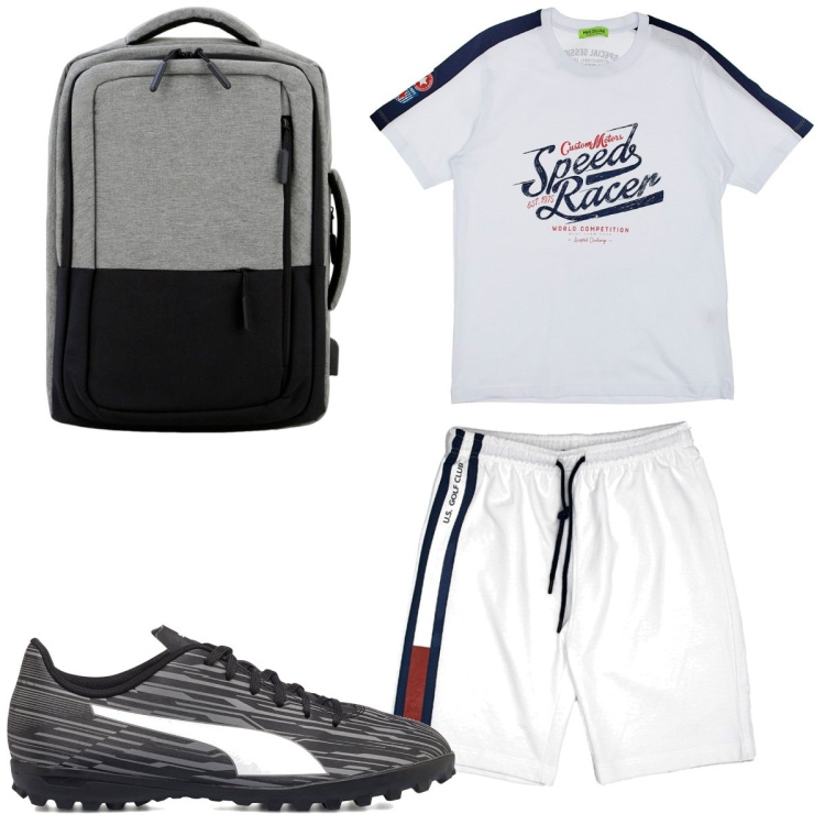 Outfit uomo - Total look #1764416. Stile Trendy per Sport. Abbinamento con borse sportive, scarpe sportive, t-shirt, pantaloni.