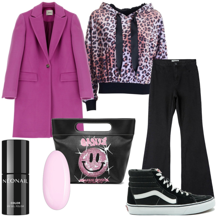 Outfit donna - Le sneakers nere. Stile Sporty chic per Tutti i giorni. Abbinamento con smalti, jeggings, felpe con cappuccio, cappotti, sneakers, borse tote.