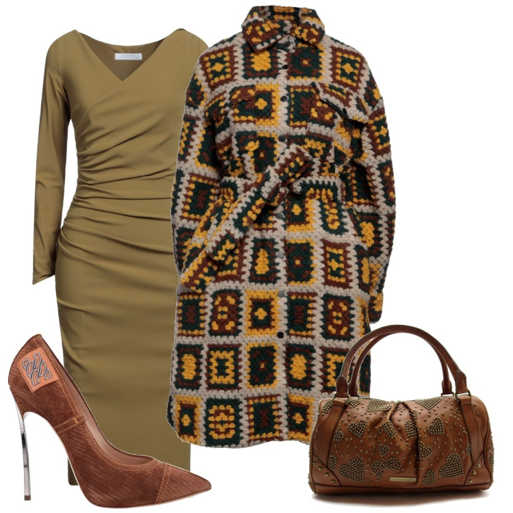 Outfit donna - Total look #1764838. Stile Bon Ton per Ufficio. Abbinamento con cappotti, vestiti midi/longuette, décolleté, borse a mano.