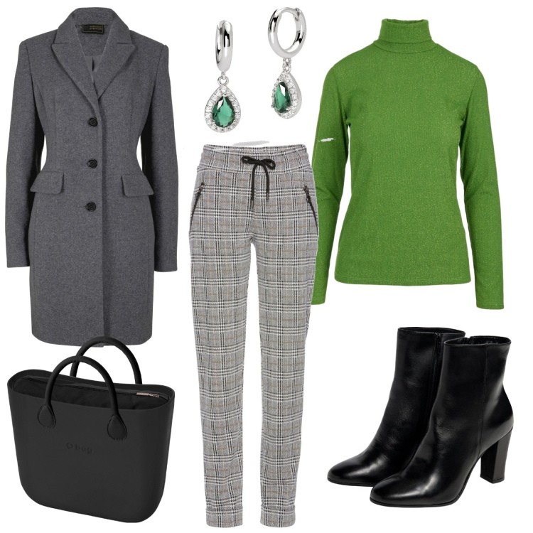 Outfit donna - Total look #1765045. Stile Bon Ton per Ufficio. Abbinamento con pantaloni, cappotti, orecchini, maglieria, stivaletti, borse a spalla.