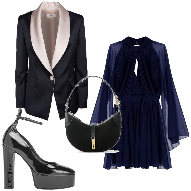Outfit donna - Total look #1765126. Stile Trendy per Serata fuori. Abbinamento con décolleté, blazer, borse a spalla, vestiti corti.
