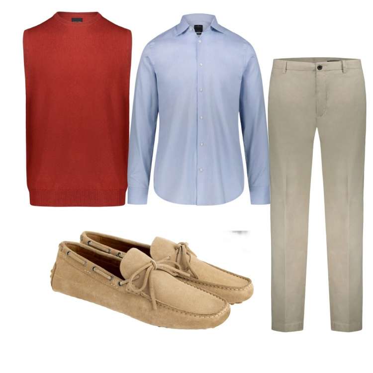 Outfit uomo - Total look #1765160. Stile Casual per Tutti i giorni. Abbinamento con gilet, pantaloni, camicie, scarpe stringate.