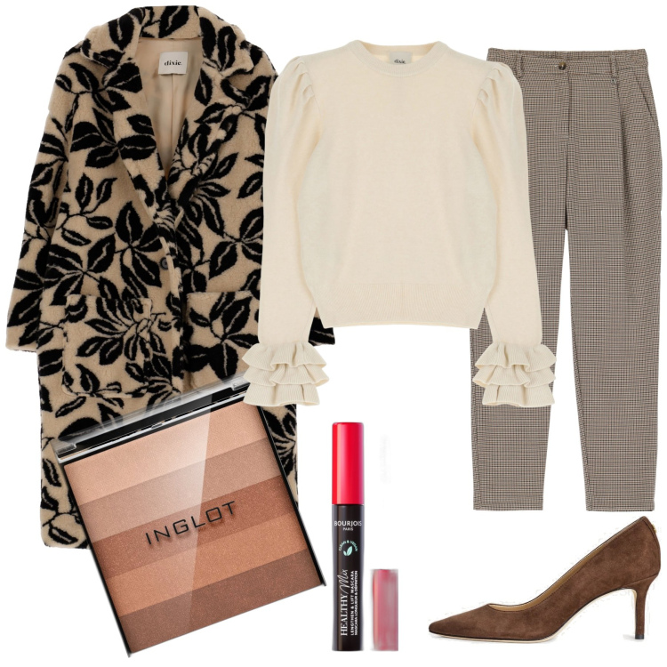 Outfit donna - Total look #1765422. Stile Chic per Tutti i giorni. Abbinamento con ciprie, mascara, décolleté, cappotti, pullovers, pantaloni.