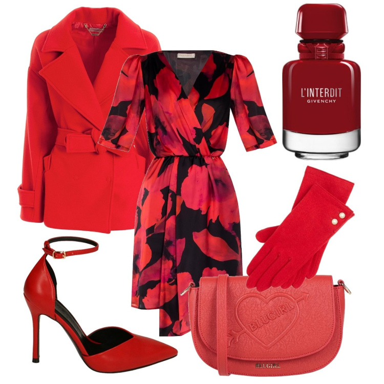 Outfit donna - Se tu fossi un colore.... Rosso passione. Stile Sexy per Serata fuori. Abbinamento con borse a tracolla, profumi, vestiti corti, cappotti, décolleté, guanti.