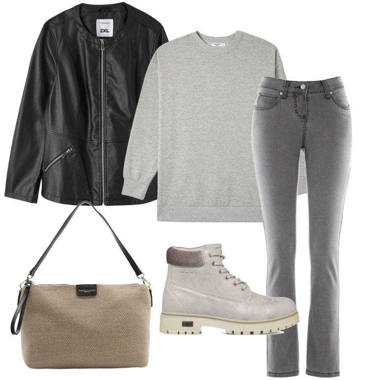 Outfit donna - Il chiodo in ecopelle. Stile Casual chic per Tutti i giorni. Abbinamento con jeans slim fit, felpe, blazer, stivaletti, borse a mano.