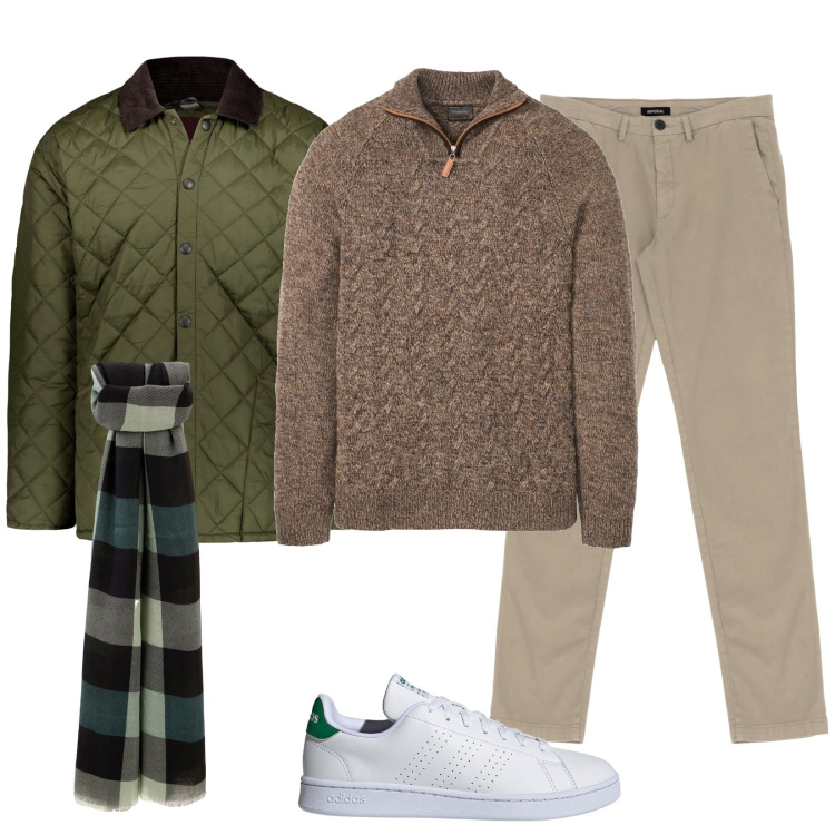 Outfit uomo - La giacca trapuntata. Stile Casual per Tutti i giorni. Abbinamento con maglieria, pantaloni, sciarpe e foulard, sneakers alte, cappotti.